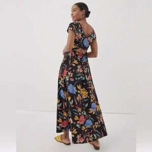 Pact Women's Organic Cotton Maxi Dress Size Large Cross Back Keyhole